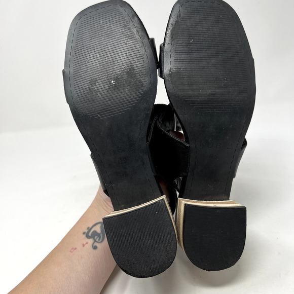Kelsi Dagger Brooklyn Black Leather Square Toe Womens 6.5 Strappy Slingback Heel - Picture 7 of 12